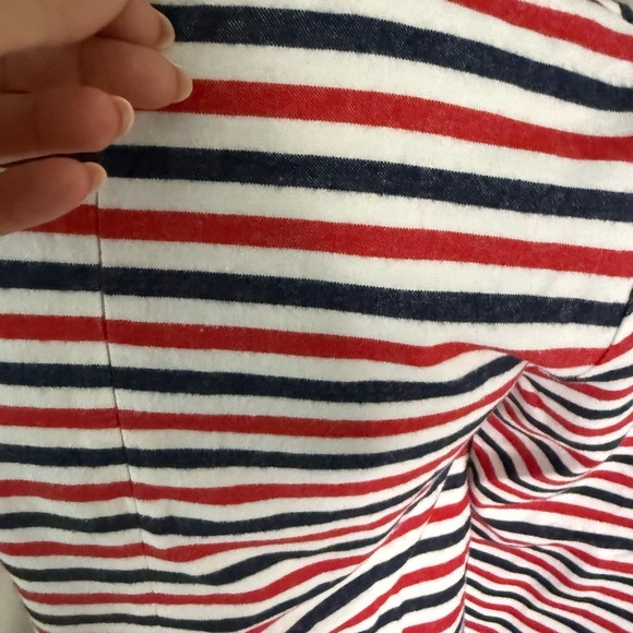 English Factory Red, White, and Blue Striped Ruffle Blouse - Picture 4 of 7